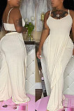 Black Sexy Pure Color Condole Belt Irregularity Top Wide Leg Pants Sets QZ7003-1