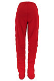 Gray Women Pure Color More Pocket Mid Waist Long Pants SMY8063-2