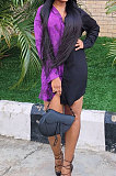 Black Digital Print Spliced Long Sleeve Single-Breasted Shirt Dress ORY5204 