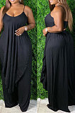 Orange Sexy Pure Color Condole Belt Irregularity Top Wide Leg Pants Sets QZ7003-2