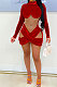 Red Euramerican Women Sexy Korea Velvet Mesh Spaghetti Spliced Long Sleeve SH7283-2