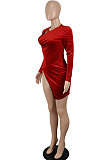 Black Euramerican Women Sexy Korea Velvet Fashion Double Zipper Long Sleeve Autumn Winter Pure Color Mini Dress SH7281-1