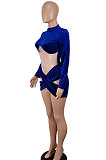 Blue Euramerican Women Sexy Korea Velvet Mesh Spaghetti Spliced Long Sleeve SH7283-3