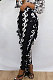 Black Euramerican Casual Tassel Black White Printing Sexy Skirts HZF57807