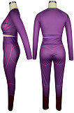 Royal Blue Euramerican High Waist Long Sleeve Round Collar Yoga Suit Pants Sets QQM4336-4