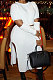 White Winter New Solid Color Woolen  Long Sleeve Round Neck Sweater High Waist Slit Hip Skirts Sets  ZS079-5