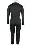 Pink Women Autumn Winter Pure Color Ruffle Long Sleeve Pants Sets QQM4335-2