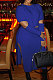 Royal Blue Winter New Solid Color Woolen  Long Sleeve Round Neck Sweater High Waist Slit Hip Skirts Sets  ZS079-4