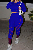 Red Euramerican High Waist Long Sleeve Round Collar Yoga Suit Pants Sets QQM4336-2