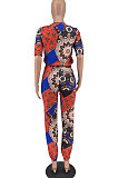 Green Cute New Short Sleeve Stand Neck Zip Front Top  Ankle Banded Pants Sets ZNN9106-2