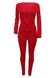 Blue Gray Euramerican Women Autumn Winter Ribber Pure Color Zipper Cardigan Bodycon Long Pants Sets Q939-1