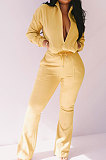 Rose Red Women Solid Color Long Sleeve Cardigan Zipper Sport Flare Leg Pants Sets LML163-3