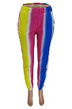 Blue Casual Digital Rainbow Print Ankle Banded Pants ZDD31163-1