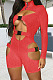 Neon Red Women High Elastic Pineapple Cloth Solid Color Hollow Out Buckle Romper Shorts QQM4328-1