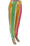 Blue Casual Digital Rainbow Print Ankle Banded Pants ZDD31163-1