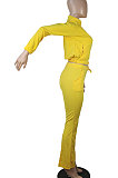 Gray Women Solid Color Long Sleeve Cardigan Zipper Sport Flare Leg Pants Sets LML163-2