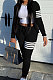 Black Newest Striple Spliced Long Sleeve Zipper Hooded Coat Sweat Pants Sets YX9296-1