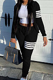 Red Newest Striple Spliced Long Sleeve Zipper Hooded Coat Sweat Pants Sets YX9296-1