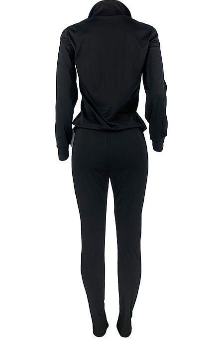 Red Sport Women Solid Color Zipper Cardigan Split Pants Sets HR8192 -2