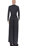 Coffee Women Trendy Joket Casual Pure Color Loose Pants Sets ED8522-3