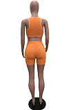 Red Casual Letter Print Tank Shorts Solid Color Sport Sets YSH86245 -1