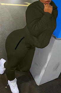 Drak Green Autumn Winter New Long Sleeve Stand Neck Zipper Jumper Sweat Pants Sport Sets YX9292-2