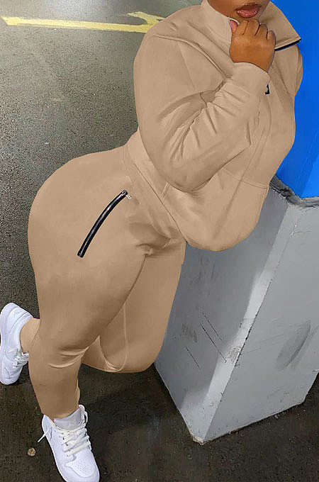 Red Autumn Winter New Long Sleeve Stand Neck Zipper Jumper Sweat Pants Sport Sets YX9292-3