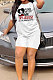 White Casual Digital Print Short Sleeve Round Collar T-Shirt Shorts Sets YSH6238 
