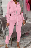 Black Autumn Winter Velvet Long Sleeve Zip Front Hoodie Pencil Pants Sport Sets YT3289-1