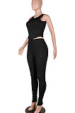 Apricot Euramerican Fashion Women Tight Super Elastic Tank Pure Color Pants Sets HR8186-3
