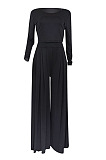 Coffee Women Trendy Joket Casual Pure Color Loose Pants Sets ED8522-3