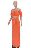 Black Euramerican Women Solid Color Backless A Word Shoulder Mid Waist Long Dress ED8523-3