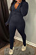 Black Wholesale New Horn Sleeve Zip Fron Top Slit Pencil Pants Slim Fitting Two-Piece YX9295-4