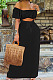 Black Euramerican Women Solid Color Backless A Word Shoulder Mid Waist Long Dress ED8523-3