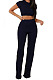 Royal Blue Fashion Casual High Elastic Cotton Shor Sleeve Top Pure Color Ribber Loose Pants Sets MY9298-9