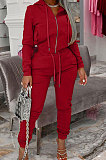 Black Autumn Winter Velvet Long Sleeve Zip Front Hoodie Pencil Pants Sport Sets YT3289-1