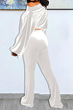 Coffee Wholesale Velvet Long Sleeve Oblique Shoulder Top Flare Pants Solid Color Sets YX9298-1