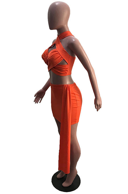 Black Summer Sexy Strapless Warp Skirts Solid Color Sets YSH6229-1