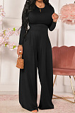 Red Women Trendy Joket Casual Pure Color Loose Pants Sets ED8522-2