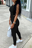 Gray Euramerican Fashion Women Tight Super Elastic Tank Pure Color Pants Sets HR8186-1