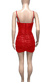 Black Euramerican Women Pure Color Sequins Sexy Condole Belt Strapless Perspectivity Mesh Spaghetti Skirts Sets Q949-2
