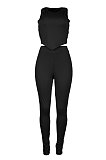 Gray Euramerican Fashion Women Tight Super Elastic Tank Pure Color Pants Sets HR8186-1