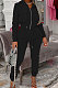 Black Autumn Winter Velvet Long Sleeve Zip Front Hoodie Pencil Pants Sport Sets YT3289-1
