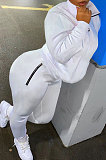 Black Autumn Winter New Long Sleeve Stand Neck Zipper Jumper Sweat Pants Sport Sets YX9292-1