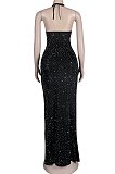 Black Sexy Night Club Hot Drilling Crystal Long Dress
