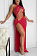 Red Sexy Night Club Hot Drilling Crystal Long Dress