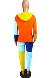 Green Newest Spliced Long Sleeve Hoodie Sweat Pants Two-Piece YMT6186-3
