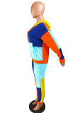 Green Newest Spliced Long Sleeve Hoodie Sweat Pants Two-Piece YMT6186-3