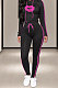 Pink Side Stripe Lips Print Long Sleeve Hoodie Sweat Pants Casual Sets YMT6233-2