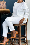 Solid Color Round Neck Thick Fabric Pants Set BBN202